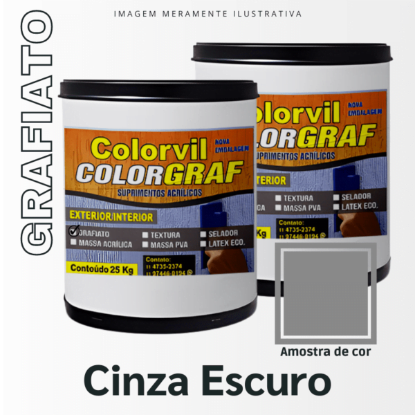 Grafiato Colorvil - Cinza Escuro - 25 KG