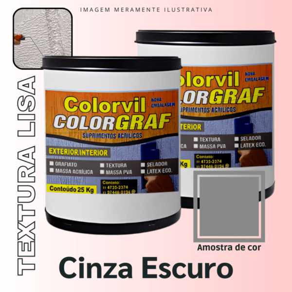 Textura Lisa Colorvil - Cinza Escuro - 25 KG