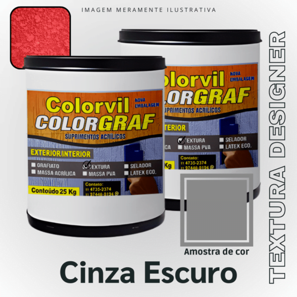 Textura Designer Colorvil - Cinza Escuro - 25 KG