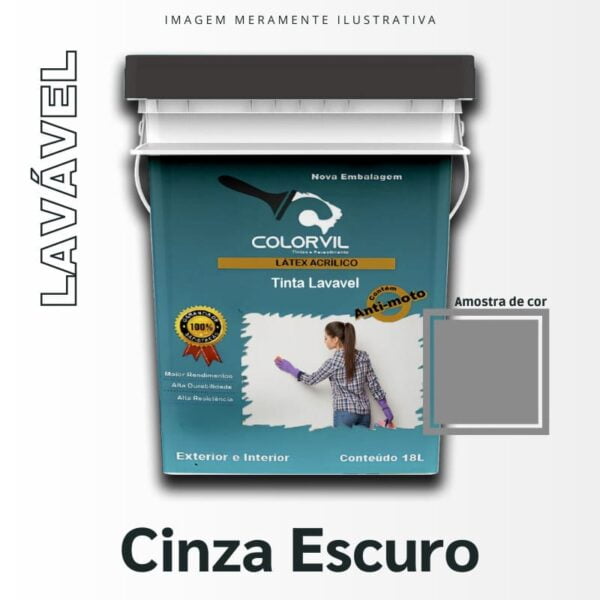 Tinta Lavável Colorvil - Cinza Escuro - 18L