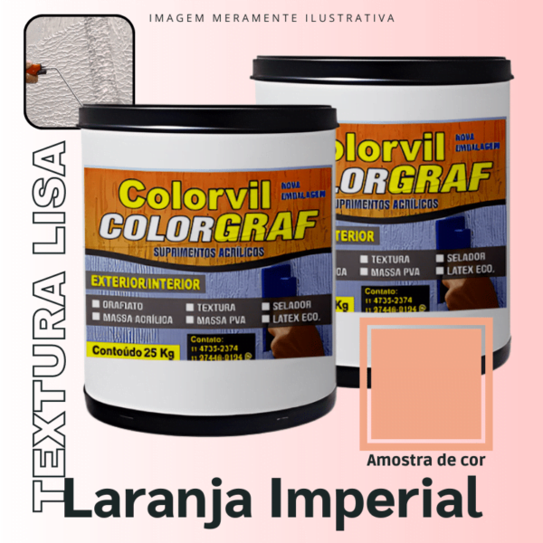 Textura Lisa Colorvil - Laranja Imperial - 25 KG