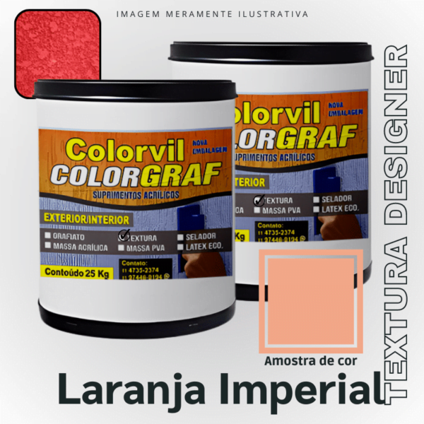 Textura Designer Colorvil - Laranja Imperial - 25 KG