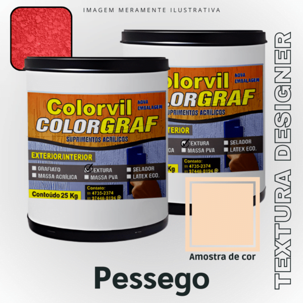 Textura Designer Colorvil - Laranja Pêssego - 25 KG