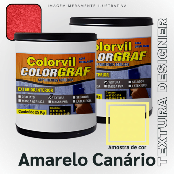 Textura Designer Colorvil - Amarelo Canário - 25 KG