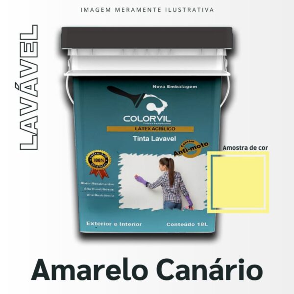 Tinta Lavável Colorvil - Amarelo Canário - 18L