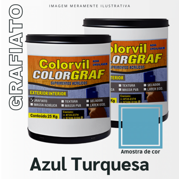 Grafiato Colorvil - Azul Turquesa - 25 KG