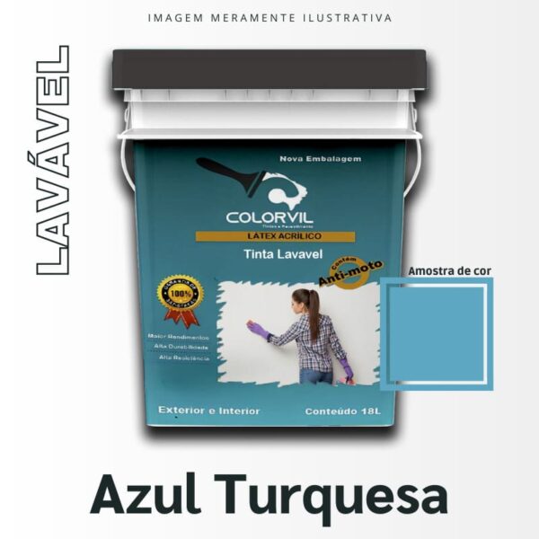 Tinta Lavável Colorvil - Azul Turquesa - 18L